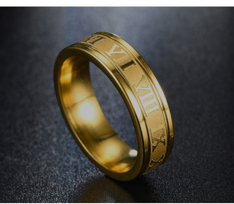 Colorfast Roman Numeral Trendy Ring For Men