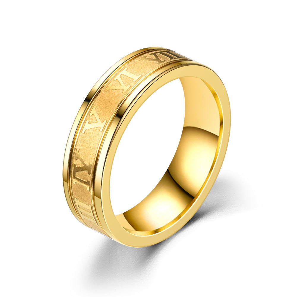 Colorfast Roman Numeral Trendy Ring For Men