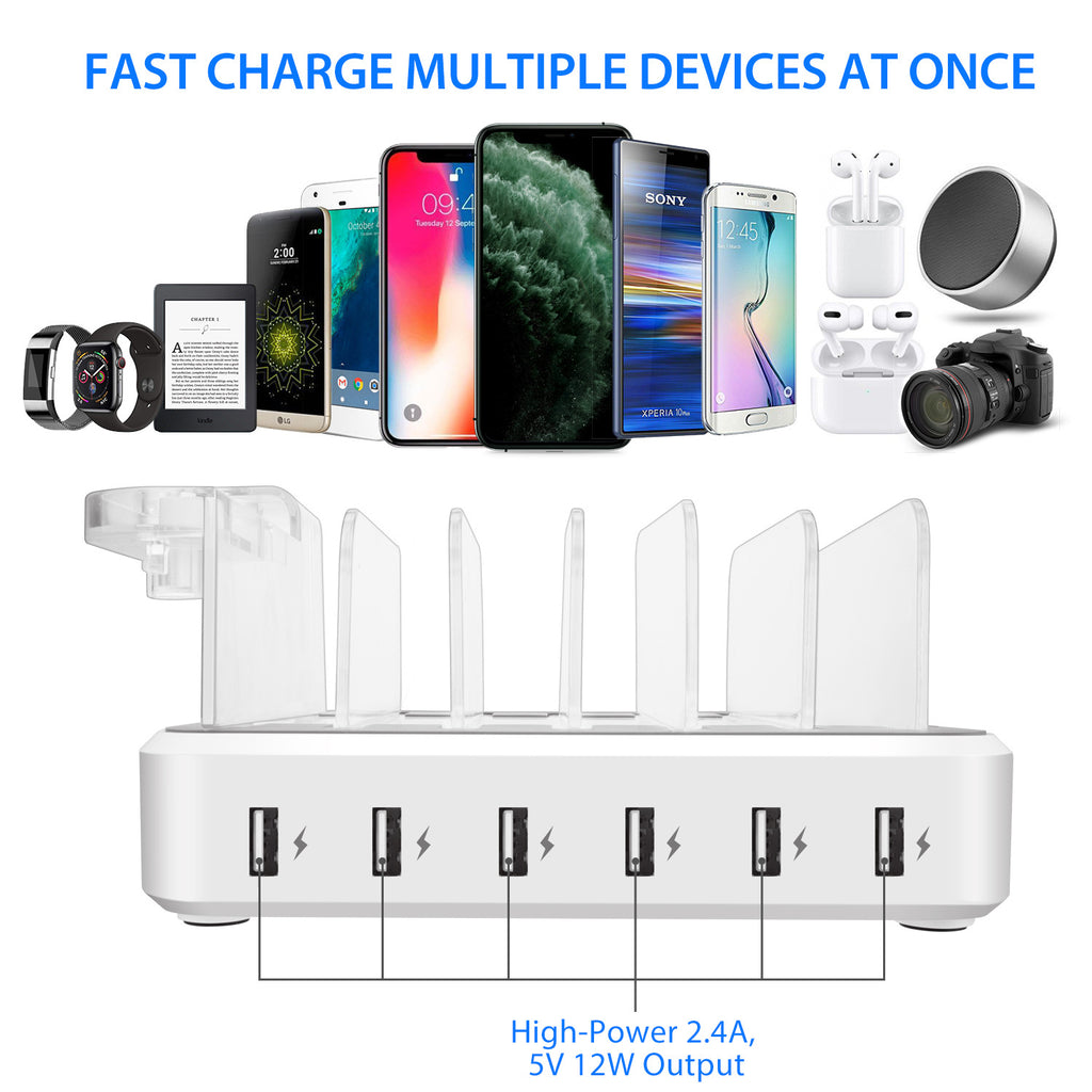 6-port 60W Charger USB Multi-port Charging Station