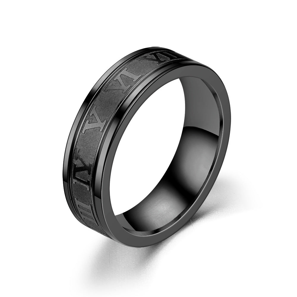 Colorfast Roman Numeral Trendy Ring For Men